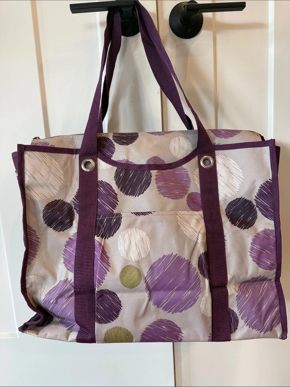 Thirty one 31 Purple Dot Tote Bag - Large vinyl Everyday Shoulder Bag storage